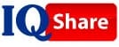 A red and blue logo for qshare.